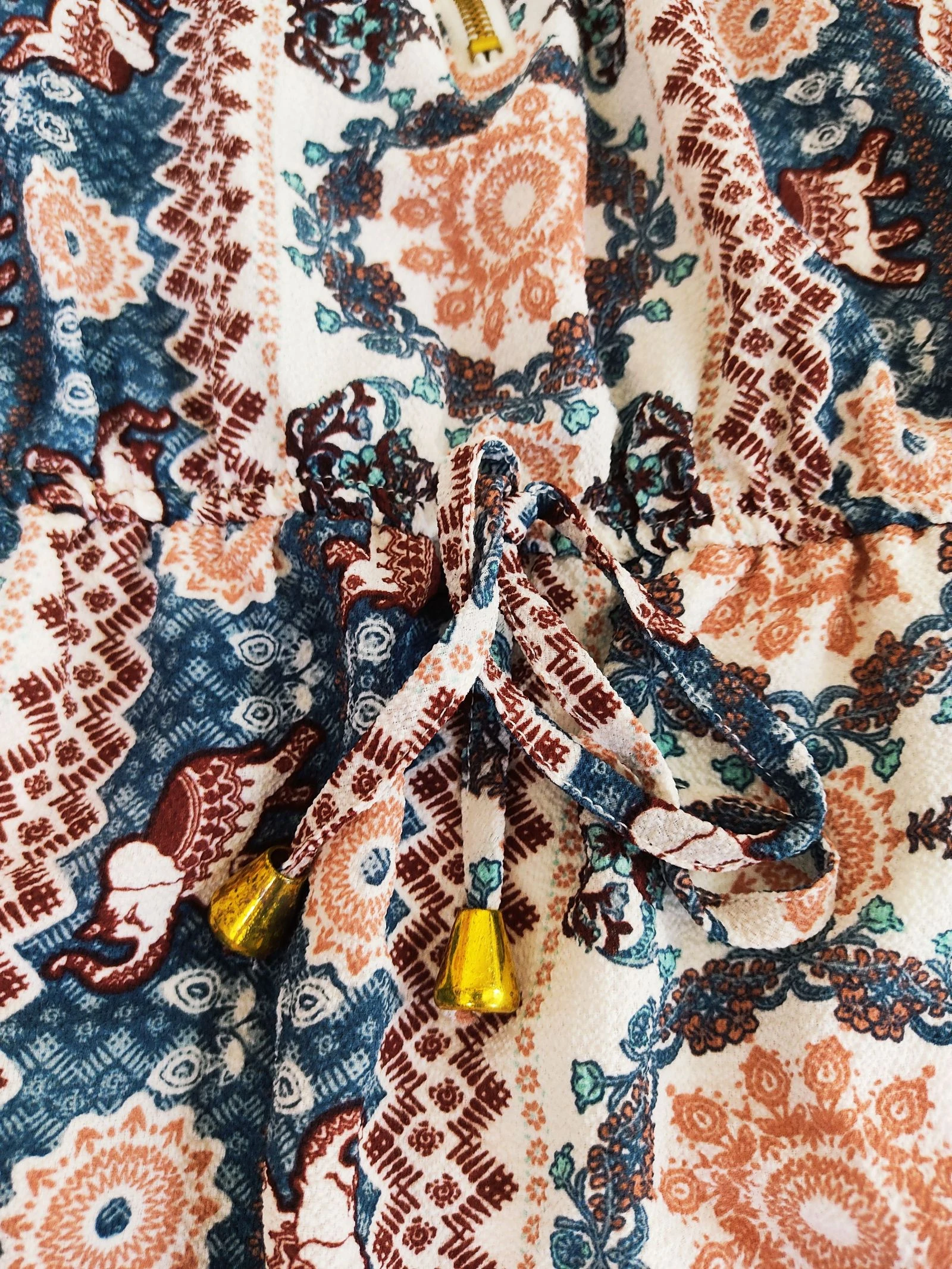 Robe été mi-longue large 40 L - motifs élephants indien - Neuve avec étiquette – photo 7